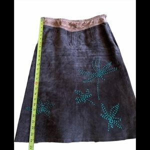 William B Suede Skirt With Green Crystals Size 4